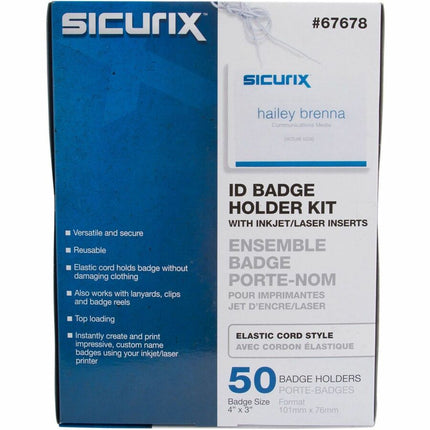SICURIX Hanging Printable Badge Kit 4" x 3" Horizontal 50 Pack (67678)
