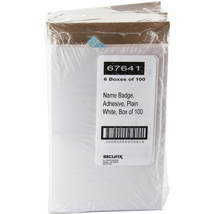 SICURIX Plain WHITE Adhesive Badges 2 Per Sheet 100 Pack White (67641)