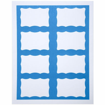 SICURIX Blue Border Adhesive Badges 8 Per Sheet 200 Pack White