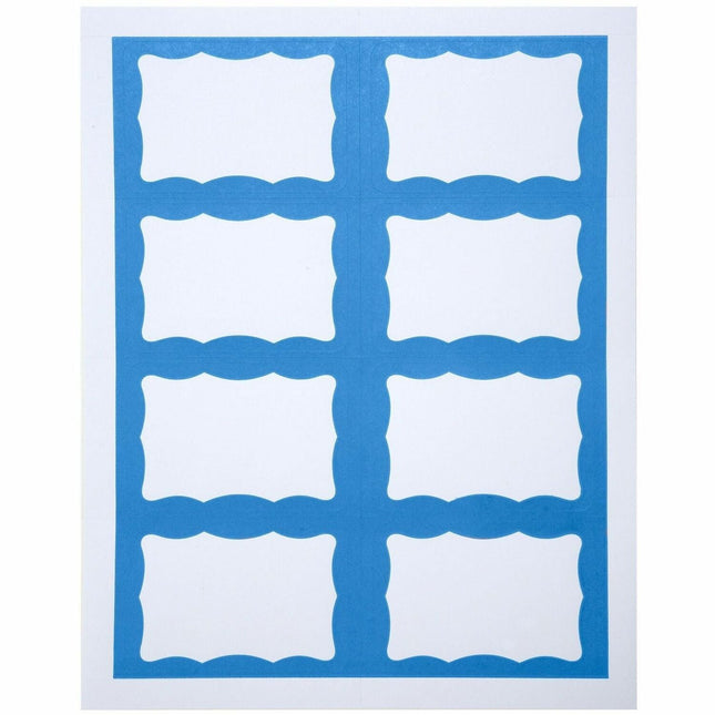 SICURIX Blue Border Adhesive Badges 8 Per Sheet 200 Pack White