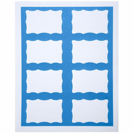 SICURIX Blue Border Adhesive Badges 8 Per Sheet 200 Pack White (67653