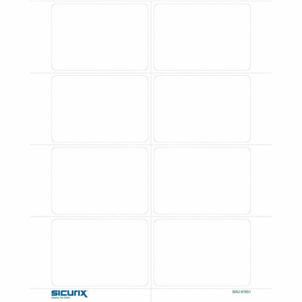 SICURIX Plain White Adhesive Badges 8 Per Sheet 200 Pack White (67651)