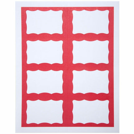 SICURIX Red Border Adhesive Badges 8 Per Sheet 200 Pack White