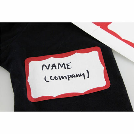 SICURIX Red Border Adhesive Badges 8 Per Sheet 200 Pack White (67652)