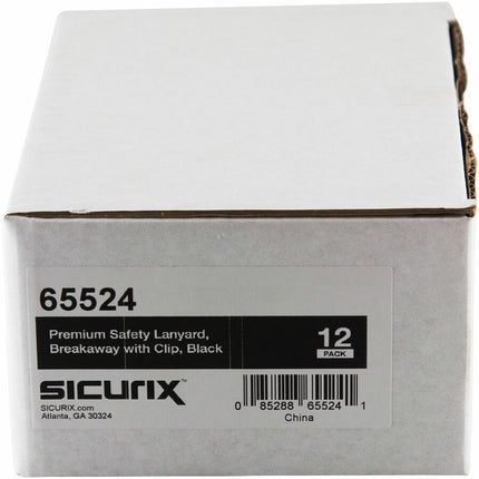 SICURIX Lanyard BLACK BD Clip 12 Pack (65524)