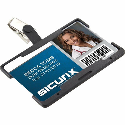 SICURIX Badge Holder Retractable Horizontal BLACK (68171)