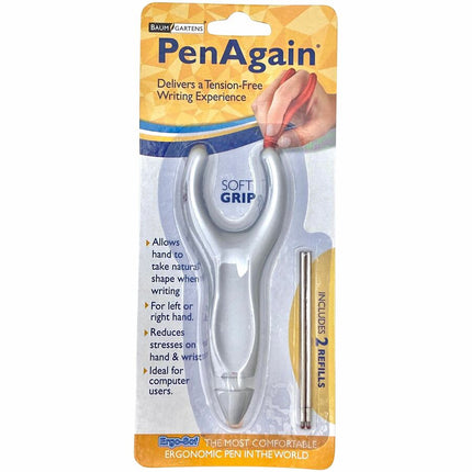 PenAgain ErgoSof Pen Ehlers-Danlos Arthritis Carpal Tunnel Pain Relief SILVER (00020)