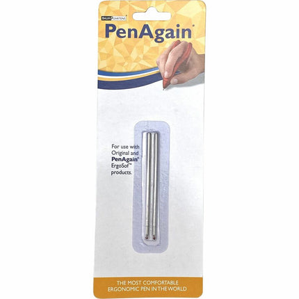 PenAgain Ergosof Pen Refill 2 Pack Ball Point Black (00028)
