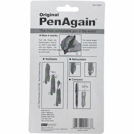 PenAgain 3 Pack Pens Arthritis Ehlers Danlos Syndrome Red Blue Green or Neon Green