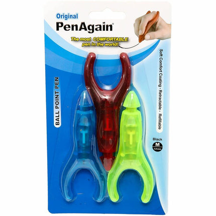 PenAgain 3 Pack Pens Arthritis Ehlers Danlos Syndrome Red Blue Green or Neon Green