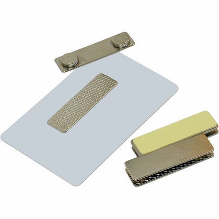 SICURIX Adhesive ID Badge Adapters Magnetic 50 Pack Silver (65330)