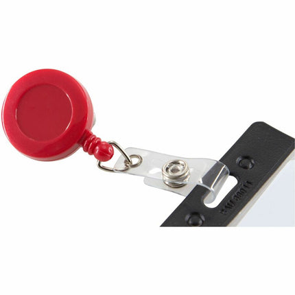 SICURIX Standard ID Badge Reel Round Swivel Spring Clip Strap Red (68842)