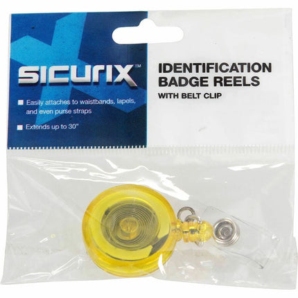 SICURIX Standard ID Badge Reel Round Belt Clip Strap Yellow (68857)