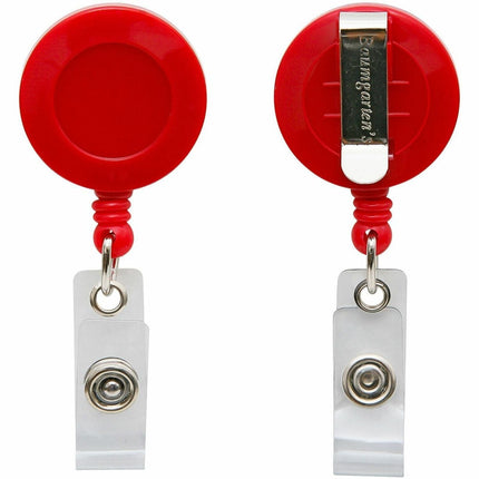 SICURIX Standard ID Badge Reel Round Belt Clip Strap Red (68822)