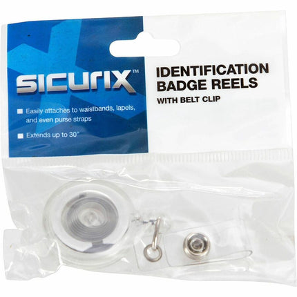 SICURIX Standard ID Badge Reel Round Belt Clip Strap Clear (68851)