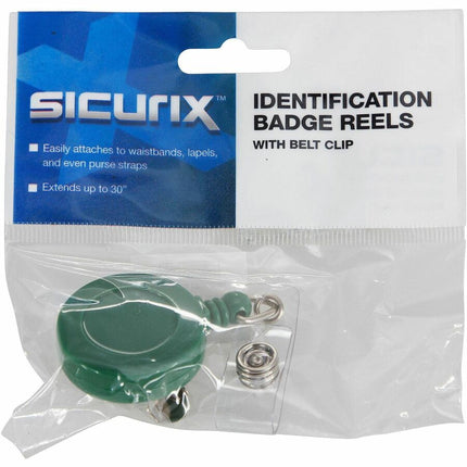 SICURIX Standard ID Badge Reel Round Swivel Spring Clip Strap Green (68846)
