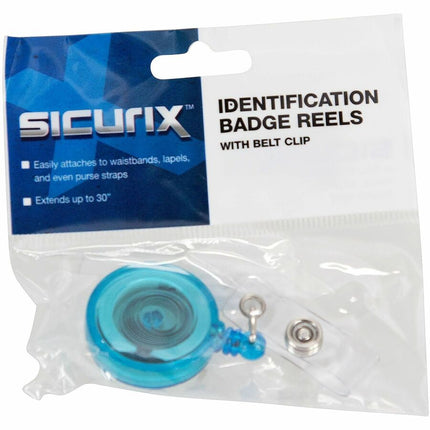 SICURIX Standard ID Badge Reel Round Belt Clip Strap Blue (68853)
