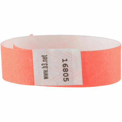 SICURIX Sequentially Numbered Security Wristbands 100 Pack ORANGE (85050)
