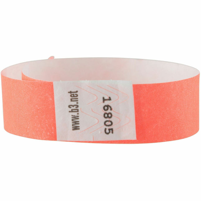 SICURIX Sequentially Numbered Security Wristbands 100 Pack ORANGE (85050)