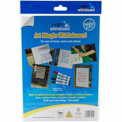 Magic Whiteboard Letter-sized 20 Sheets WHITE (8.25 x 11.75) Portable Dry-Erase Surface (MW1220)