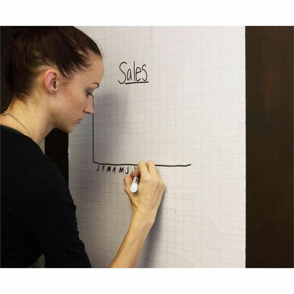 Magic Whiteboard Dry Erase Whiteboard Sheets GRIDDED 3'x4' 25 WHITE Perforated Sheets (MW2125)