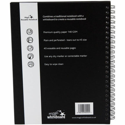 Magic Whiteboard SMALL Magic Notebook (6" x 8.25") Portable Dry-Erase Surface (MW1450)