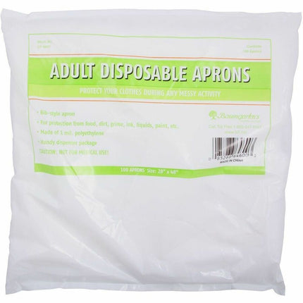 Baumgartens Bib Style Adult Disposable Aprons 100 Pack CLEAR (CP-4600)