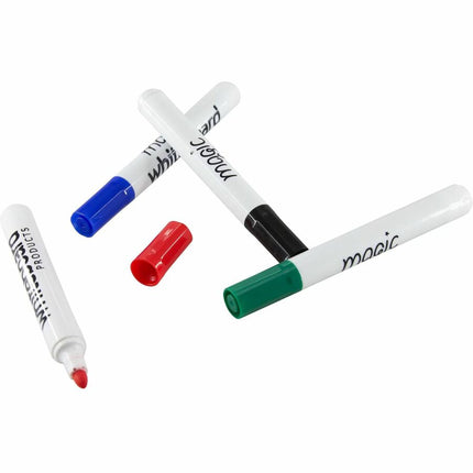 Magic Whiteboard Dry Erase Markers | BLACK BLUE GREEN RED | Low-Odor | Non-Toxic (MW5204)
