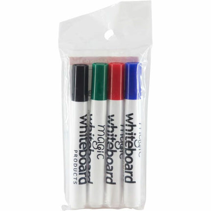 Magic Whiteboard Dry Erase Markers | BLACK BLUE GREEN RED | Low-Odor | Non-Toxic (MW5204)