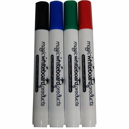 Magic Whiteboard Dry Erase Markers | BLACK BLUE GREEN RED | Low-Odor | Non-Toxic (MW5204)