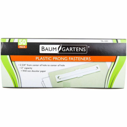 Baumgartens Prong Paper Fasteners 50 Pack WHITE (TA-1501)