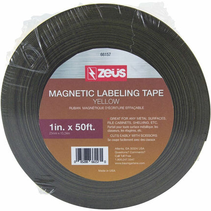 Zeüs Magnetic Label Tape Industrial Durable Self-Adhesive Flexible Roll Refill 50' YELLOW (66157)