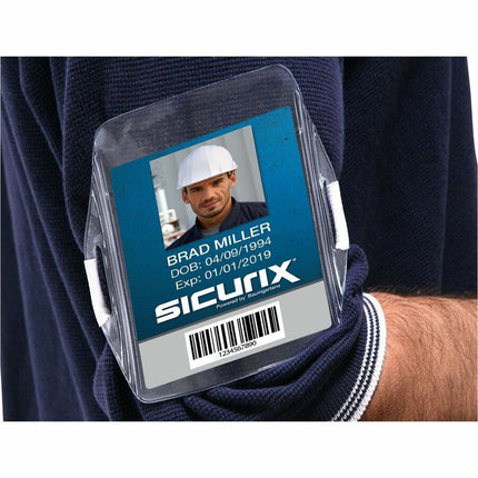 SICURIX Armband Badge Holder Vertical Elastic Strap CLEAR (66891)