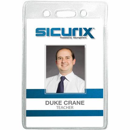 SICURIX Standard Badge Holders Vertical 12 Pack CLEAR (67820)
