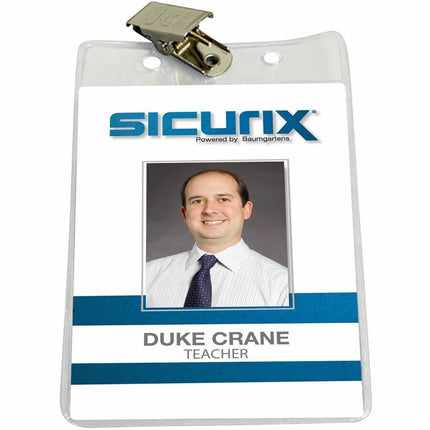 SICURIX Standard Badge Holders Vertical Clip 50 Pack CLEAR (67860)