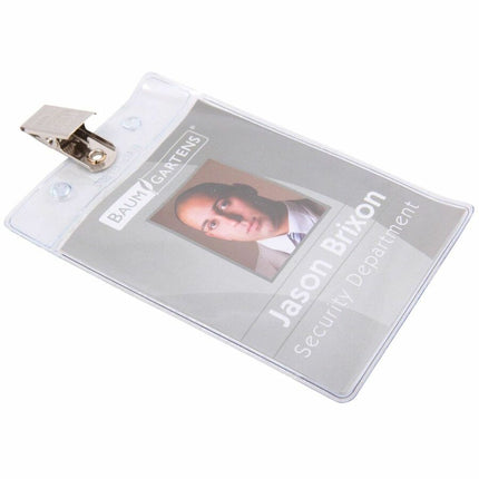 SICURIX Standard Badge Holders Vertical Clip 50 Pack CLEAR (67860)
