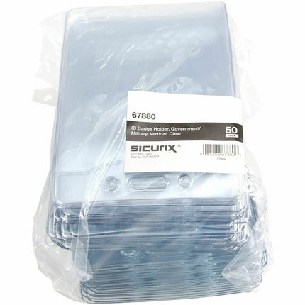 SICURIX Government/Military Size Badge Holders Vertical 50 Pack CLEAR (67880)