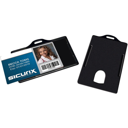 SICURIX Badge Dispensers Horizontal 25 Pack BLACK (68310)