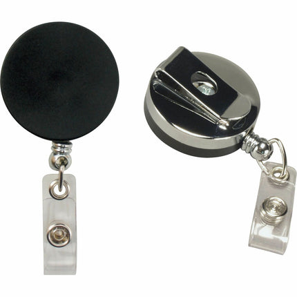 SICURIX Heavy Duty ID Badge Reel Round Belt Clip Strap BLACK (68814)