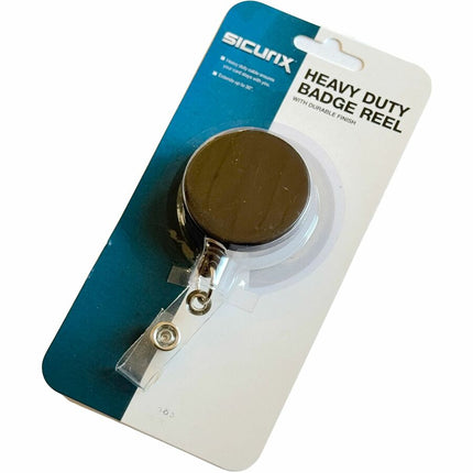 SICURIX Heavy Duty ID Badge Reel Round Belt Clip Strap BLACK (68814)
