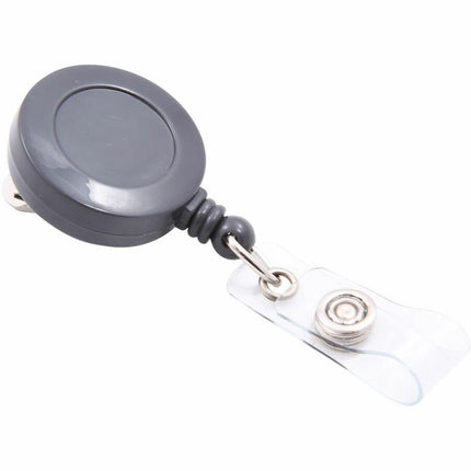 SICURIX Standard ID Badge Reel Round Swivel Spring Clip Strap GREY (68840)