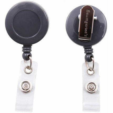 SICURIX Standard ID Badge Reel Round Swivel Spring Clip Strap GREY (68840)