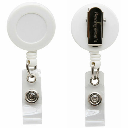 SICURIX Standard ID Badge Reel Round Swivel Spring Clip Strap WHITE (68841)