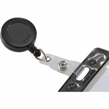 SICURIX Standard ID Badge Reel Round Swivel Spring Clip Strap BLACK (68844)