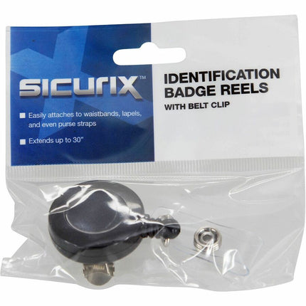 SICURIX Standard ID Badge Reel Round Swivel Spring Clip Strap BLACK (68844)