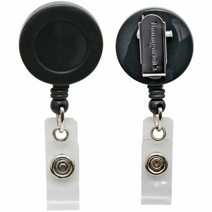 SICURIX Standard ID Badge Reel Round Swivel Spring Clip Strap BLACK (68844)