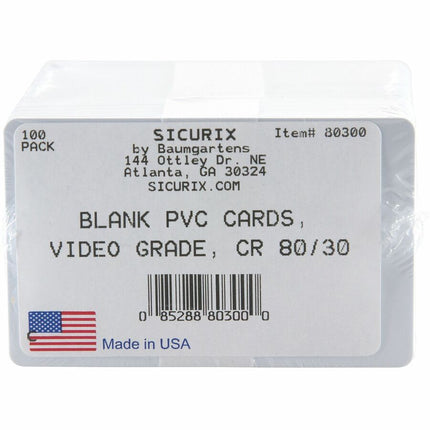 SICURIX CR 80 Blank ID Cards 30 mil 100 Pack White