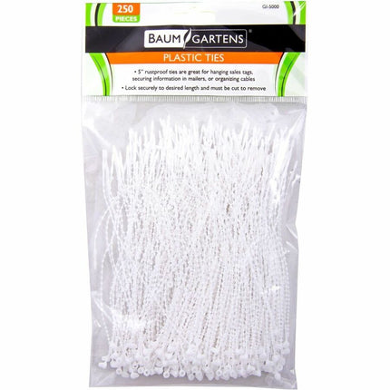 Baumgartens Plastic Ties 250 Pack WHITE (GI-5000)