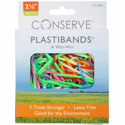 Conserve PlastiBands 2 1/8" 200 Pack ASSORTED Colors (SF-5000)