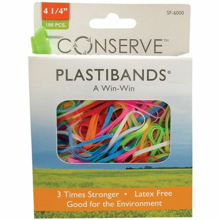 Conserve PlastiBands 4 1/4" 100 Pack ASSORTED Colors (SF-6000)
